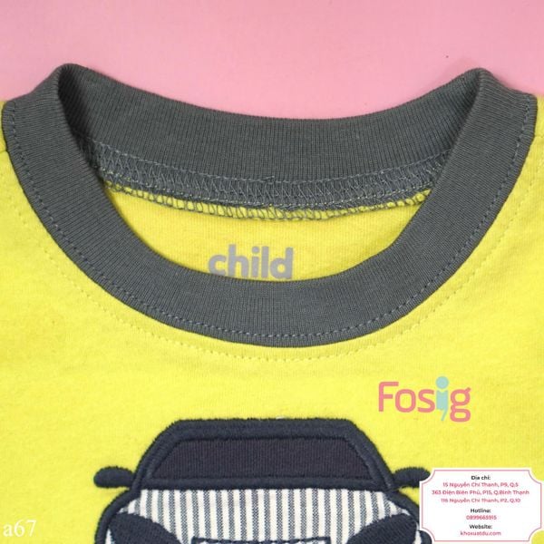  [3m ; 9m] Áo Thun Tay Ngắn Sơ Sinh Bé Trai Cter120 - Xanh Xe Xám 
