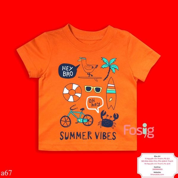  [3m] Áo Thun Tay Ngắn Sơ Sinh Bé Trai Cter120 - Cam Summer Vibes 