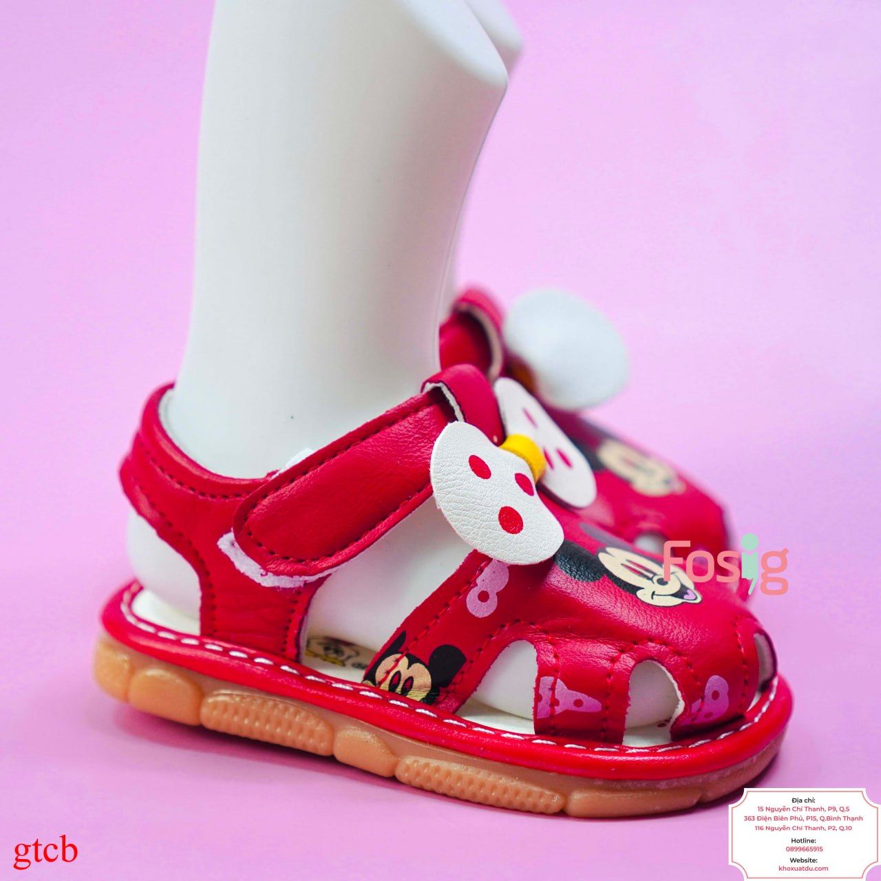  [10-13cm] Giày Sandal Cho Bé Gái - Đỏ Mickey 