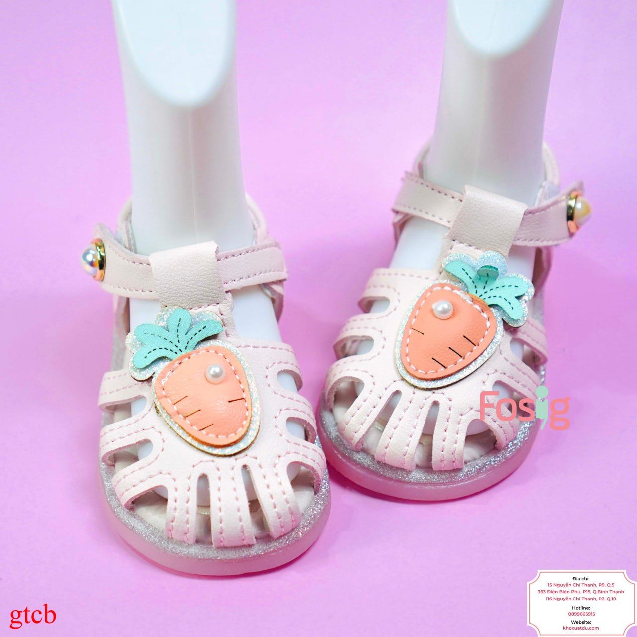  [12cm>] Giày Sandal Cho Bé Gái - Hồng Nhạt Carot 