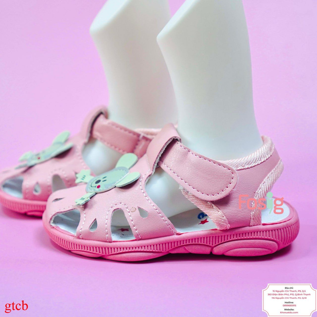  [10-13cm] Giày Sandal Có Kèn Cho Bé Gái - Hồng Mickey Xanh 