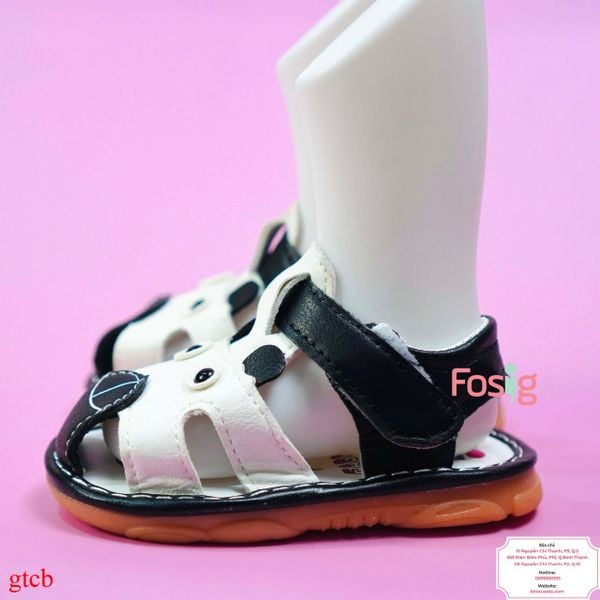  [11-12.5cm] Giày Sandal Cho Bé Trai - Trắng Đen Đôi Mắt 