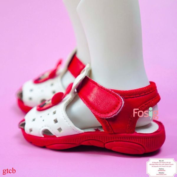  [12cm>] Giày Sandal Có Kèn Cho Bé Trai - Đỏ trắng Mickey 