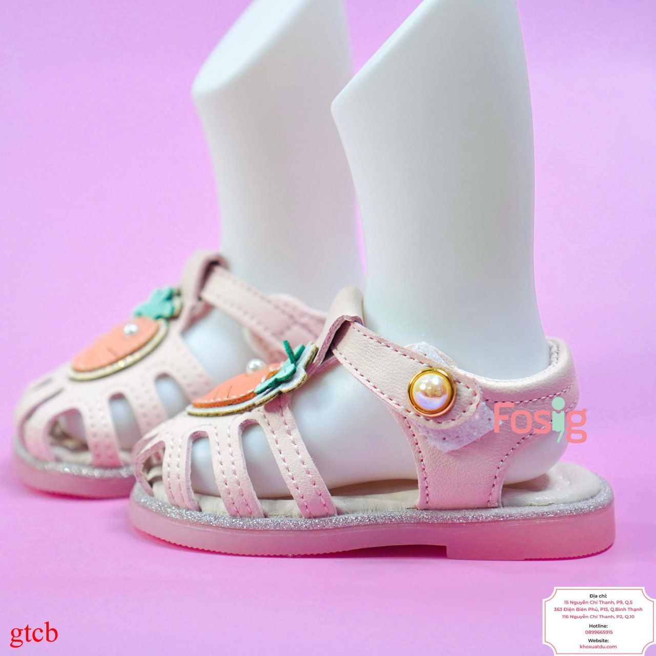  [12cm>] Giày Sandal Cho Bé Gái - Hồng Nhạt Carot 