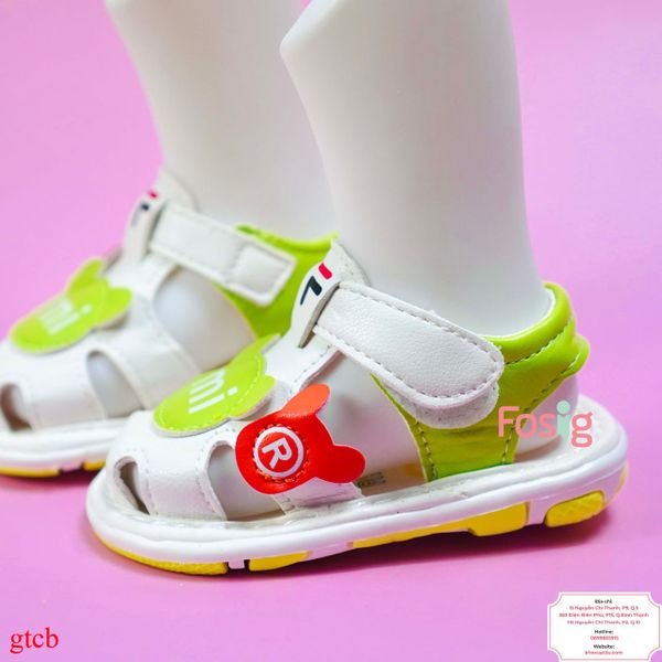  [10.5cm>] Giày Sandal Có Kèn Cho Bé Trai - Trắng Gấu Xanh Mi 