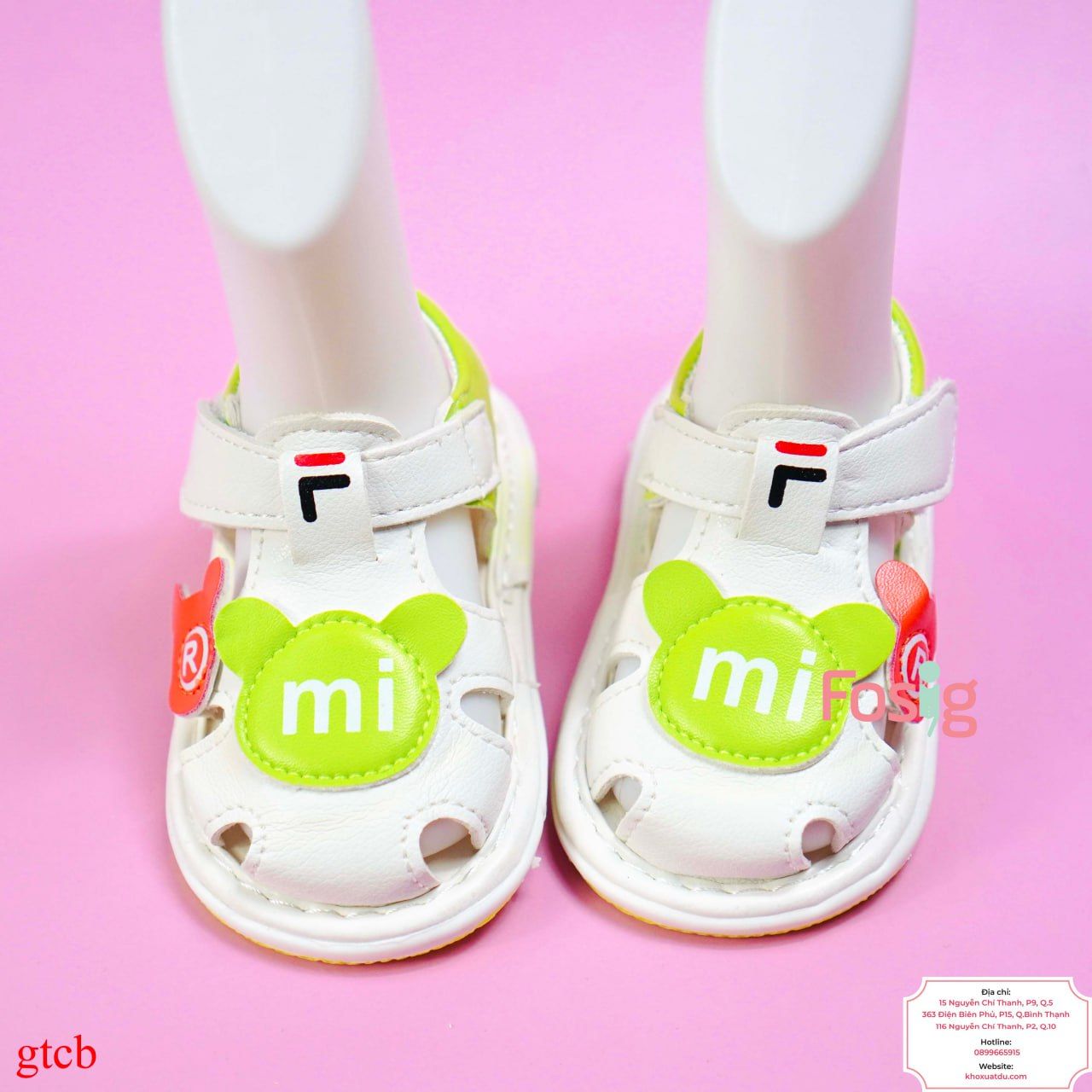  [10.5cm>] Giày Sandal Có Kèn Cho Bé Trai - Trắng Gấu Xanh Mi 