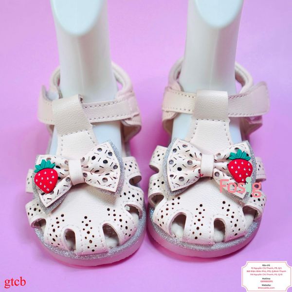  [13cm>] Giày Sandal Cho Bé Gái - Hồng Nhạt Dâu 