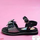  [14-14.5cm] Giày Sandal Cho Bé Gái - Nơ Xanh Bướm Cườm 