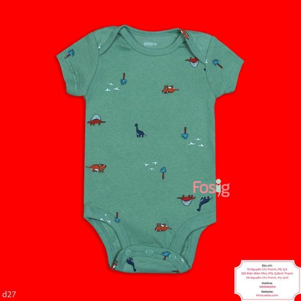  [0-3m ; 9m ; 18m] Bodysuit Tay Ngắn Bé Trai Cter50 - Xanh Rêu KL 