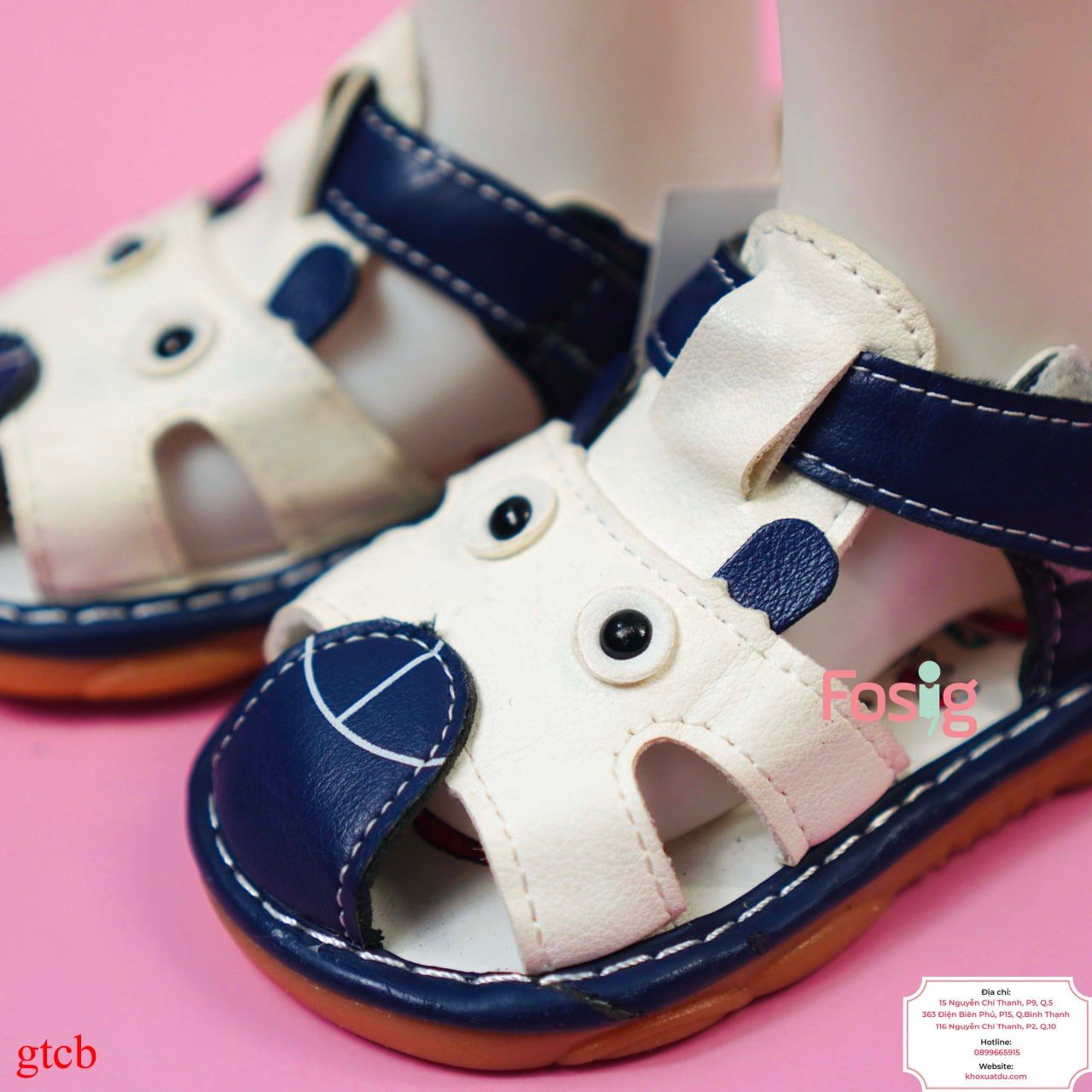  [13cm>] Giày Sandal Có Kèn Cho Bé Trai - Trắng Navy 