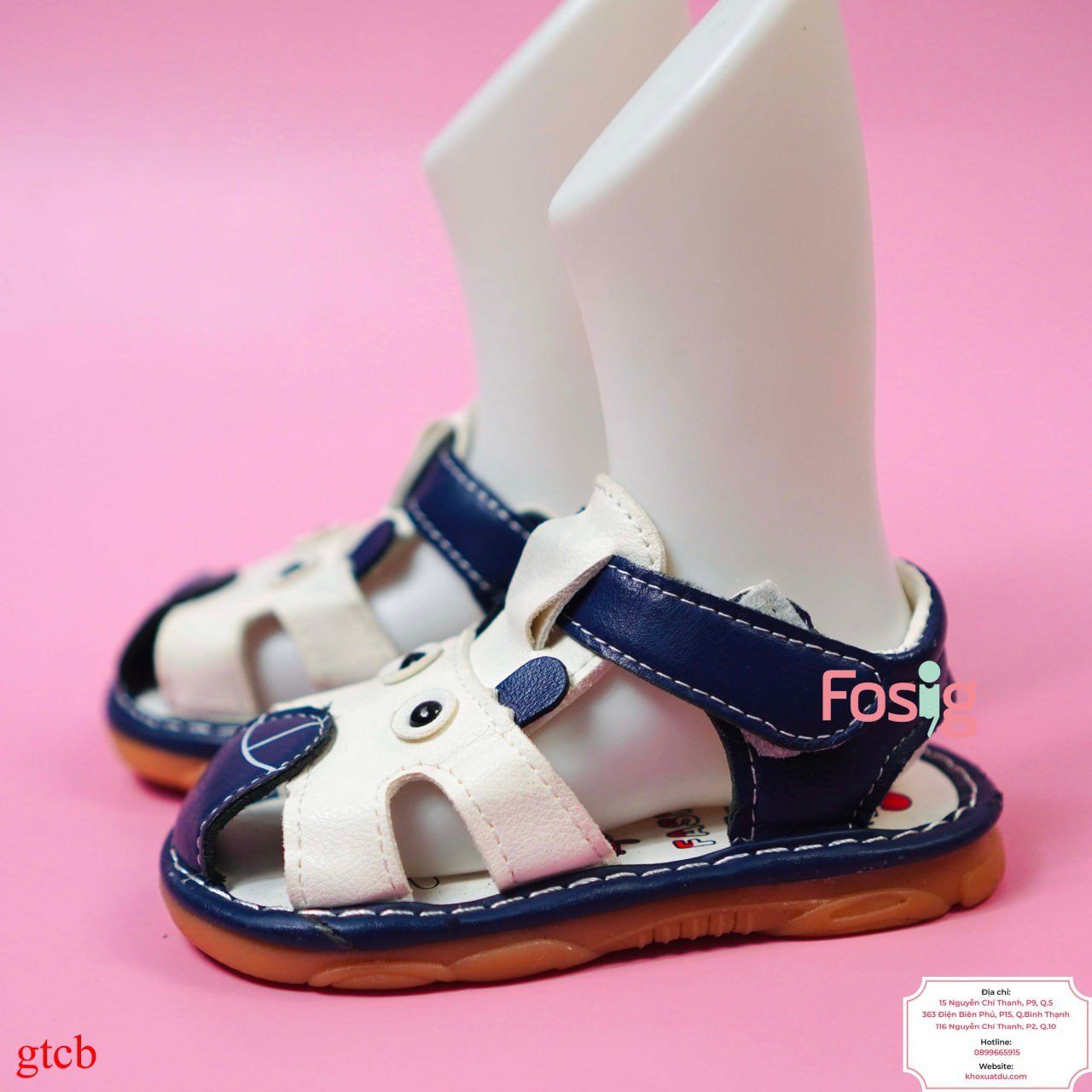  [13cm>] Giày Sandal Có Kèn Cho Bé Trai - Trắng Navy 