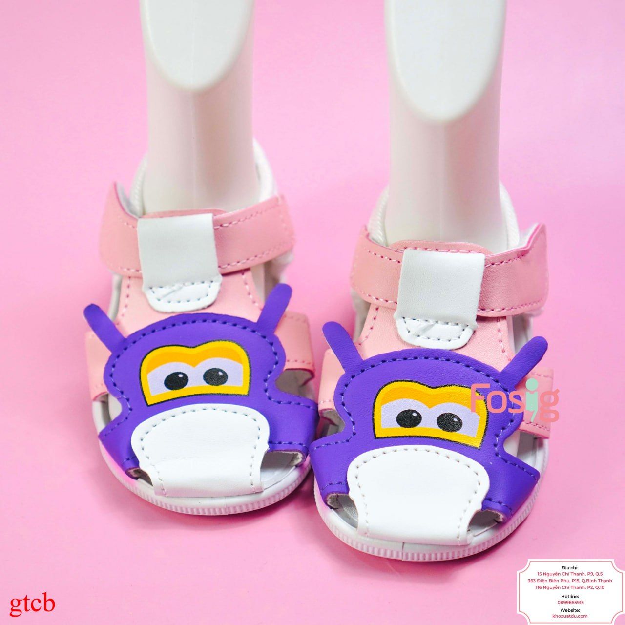  [10-12.5cm] Giày Sandal Có Kèn Cho Bé Gái - Hồng Siêu Nhân Tím 