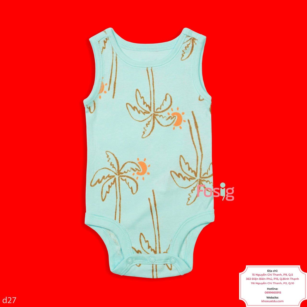  [6m ; 12m] Bodysuit 3 Lỗ Bé Trai Cter50 - Xanh Cây Dừa 3L 