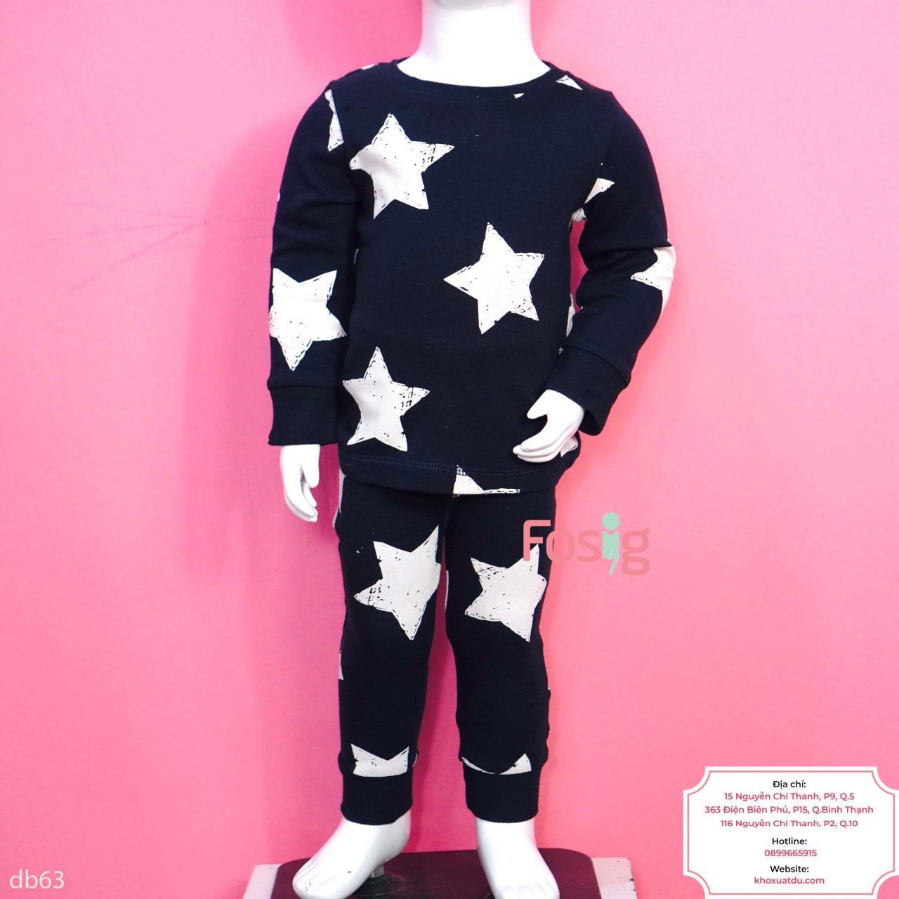  [7-18kg] Set Đồ Bộ Dài Bé Trai Nxt - Navy Sao Trắng 