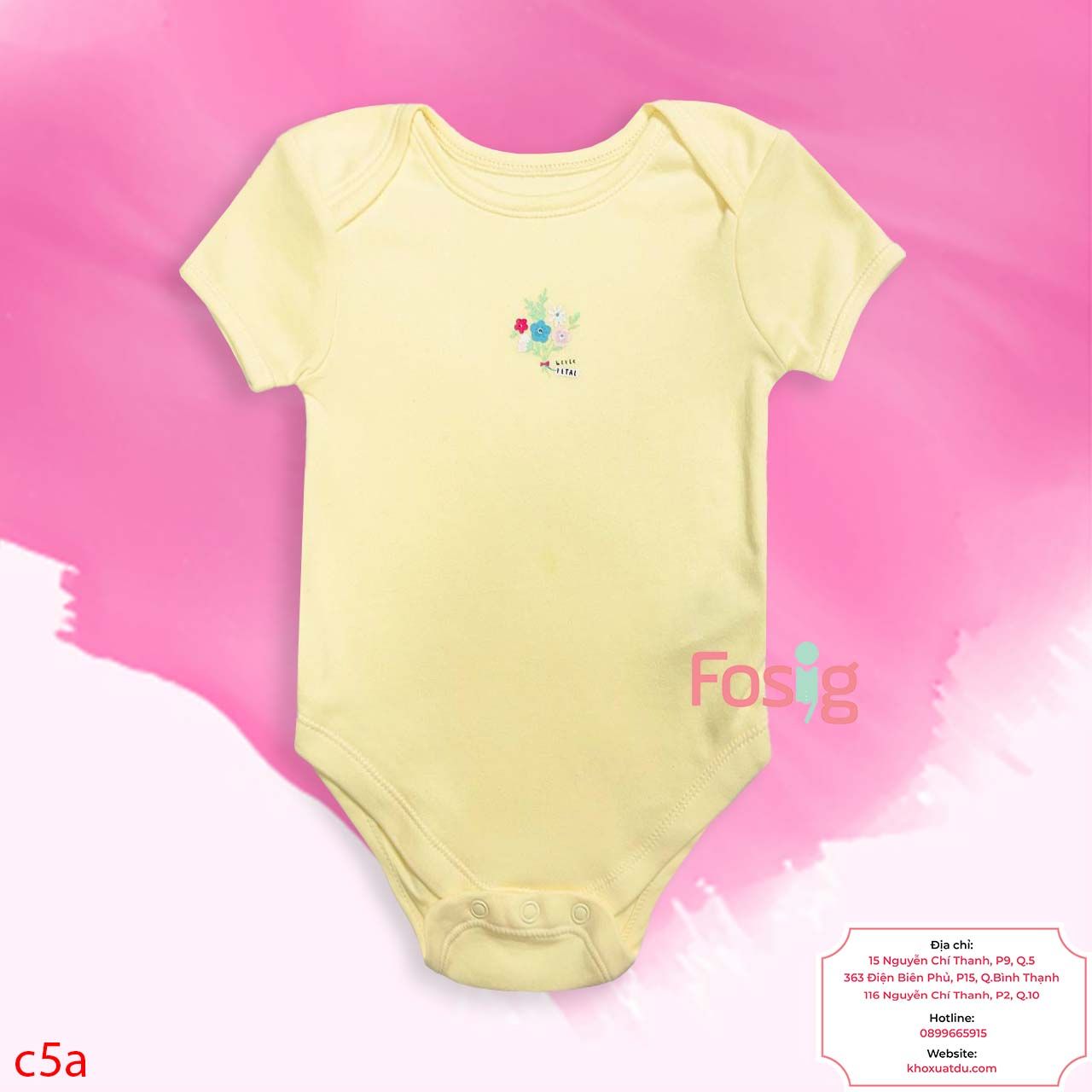  [15-16kg] Bodysuit Tay Ngắn Bé Gái - Vàng Bó Hoa 