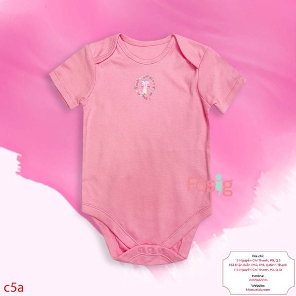  [14-15kg] Bodysuit Tay Ngắn Bé Gái - Hồng Mèo Hoa 