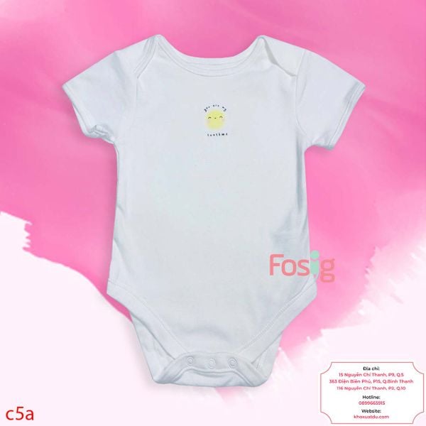  [0-1m; 18m-24m] Bodysuit Tay Ngắn Bé Trai - Trắng Mặt Trời Nhạt 