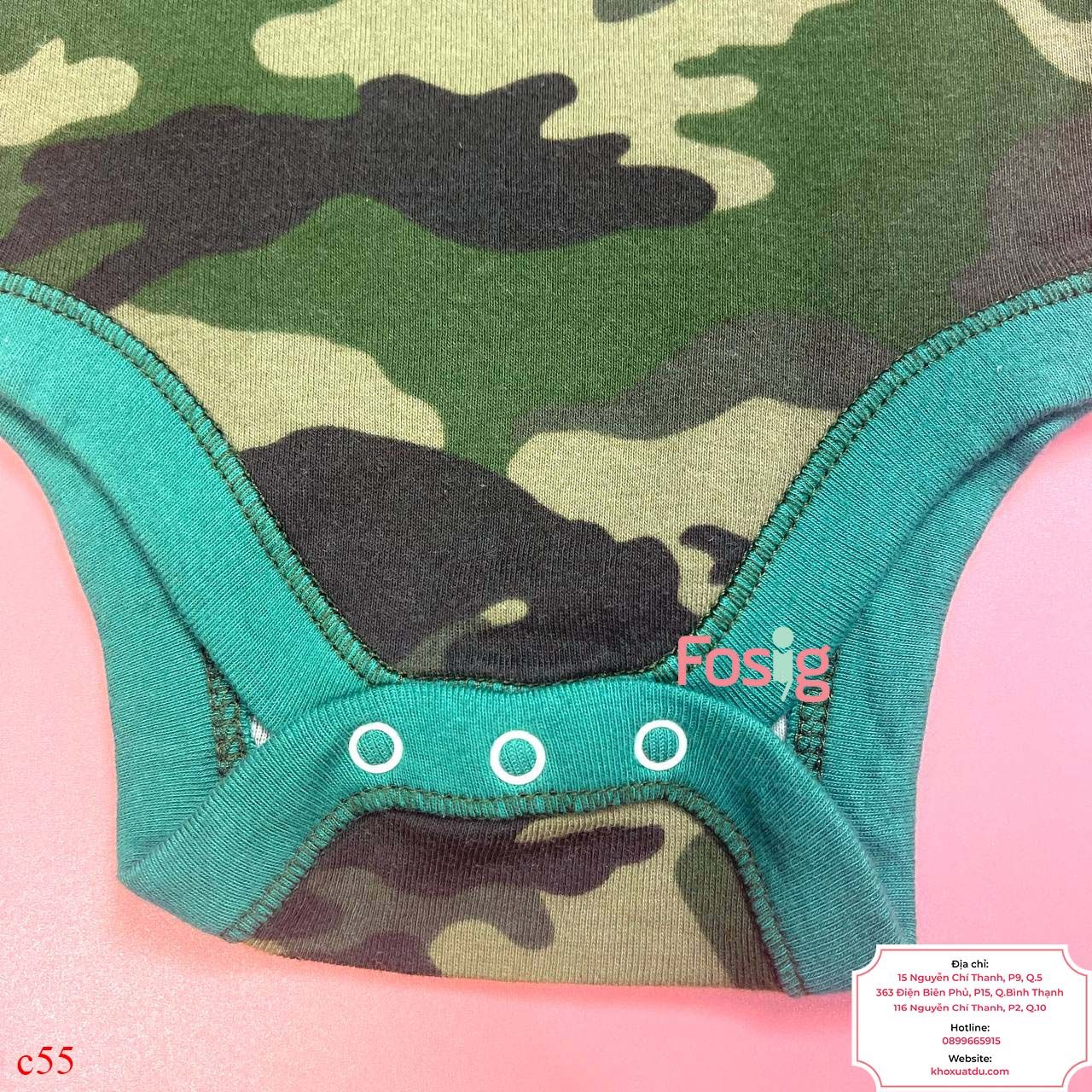  [3-6M] Bodysuit Tay Dài Bé Trai ON - Camo Cổ Xanh 