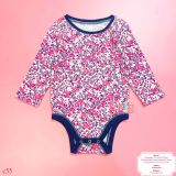  [3-6M] Bodysuit Tay Dài Bé Gái ON - Hoa Hồng Lá Tím 