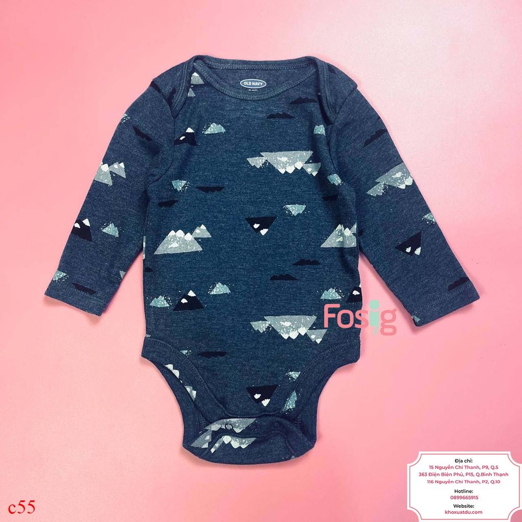  [3-6M] Bodysuit Tay Dài Bé Trai ON - Navy Núi Đồi 