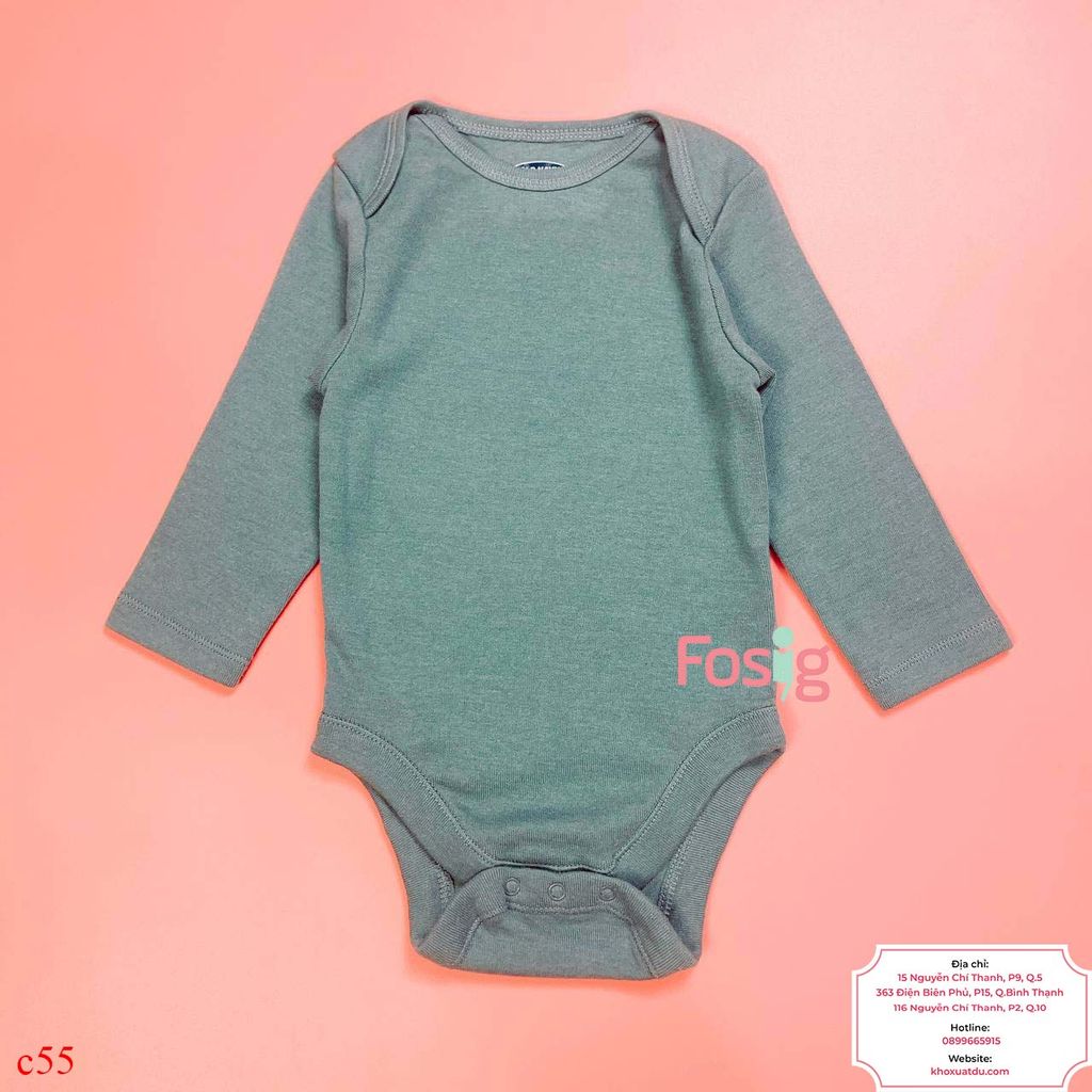  [3-6M ; 12-18M] Bodysuit Tay Dài Bé Trai ON - Xanh Rêu Nhạt 