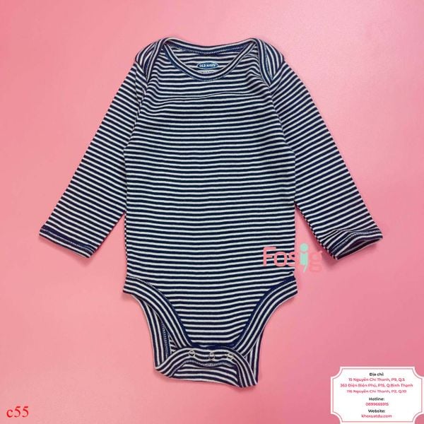  [3-6M] Bodysuit Tay Dài Bé Trai ON - Sọc Navy Nhỏ 