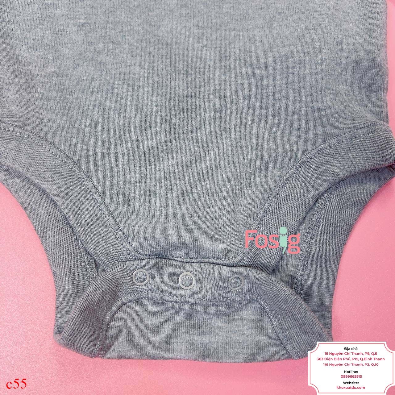  [3-6M ; 18-24M] Bodysuit Tay Dài Bé Trai ON - Xám Nhà Nhỏ 