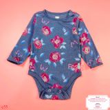  [3-12M] Bodysuit Tay Dài Bé Gái ON - Navy Xám Hoa 