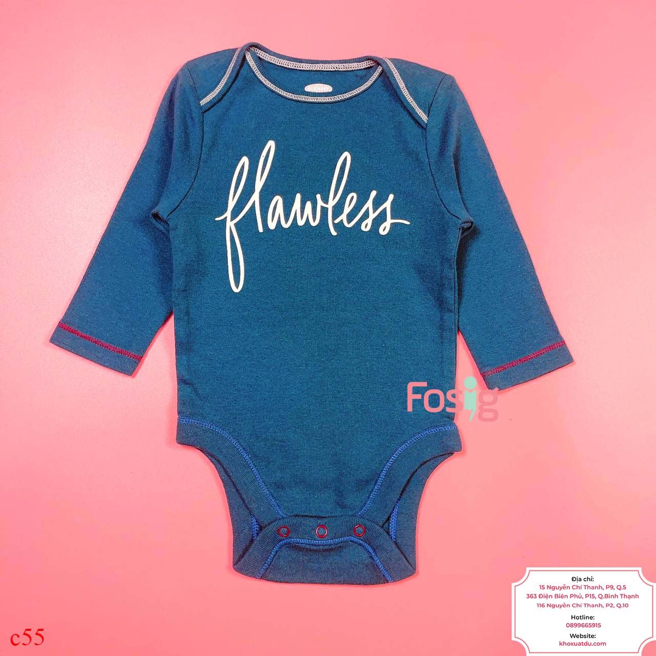  [3-6M ; 12-18M] Bodysuit Tay Dài Bé Trai ON - Xanh Flawless 