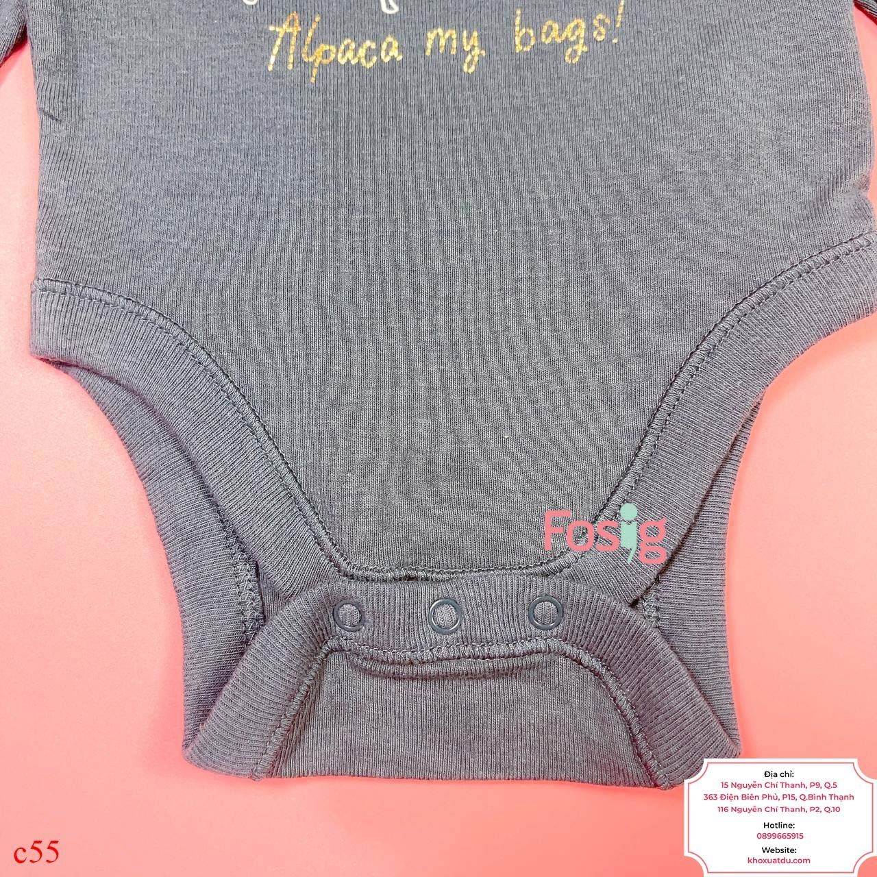  [0-24M] Bodysuit Tay Dài Bé Trai ON - Xám Đen Lạc Đà 