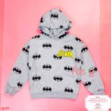  [16-19kg] Áo Hoodie Nỉ PM Bé Trai - Xám Batman Vàng 