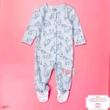  [6-8kg] Sleepsuit Khóa Kéo Có Vớ Cter Bé Gái - Xanh Ngựa 
