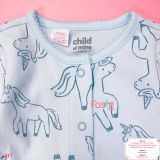  [6-8kg] Sleepsuit Khóa Kéo Có Vớ Cter Bé Gái - Xanh Ngựa 