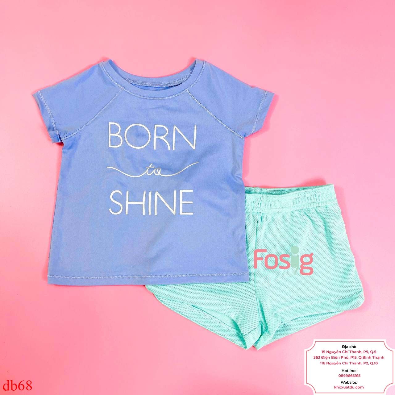  [14-15kg] Set Đồ Bộ Thế Thao Ngắn JB Bé Gái - Xanh Born Xanh Ngọc 