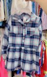  [16-17kg; 22-24kg] Đầm Cotton Tay Dài Bé Gái Cter - Caro Navy Trắng 