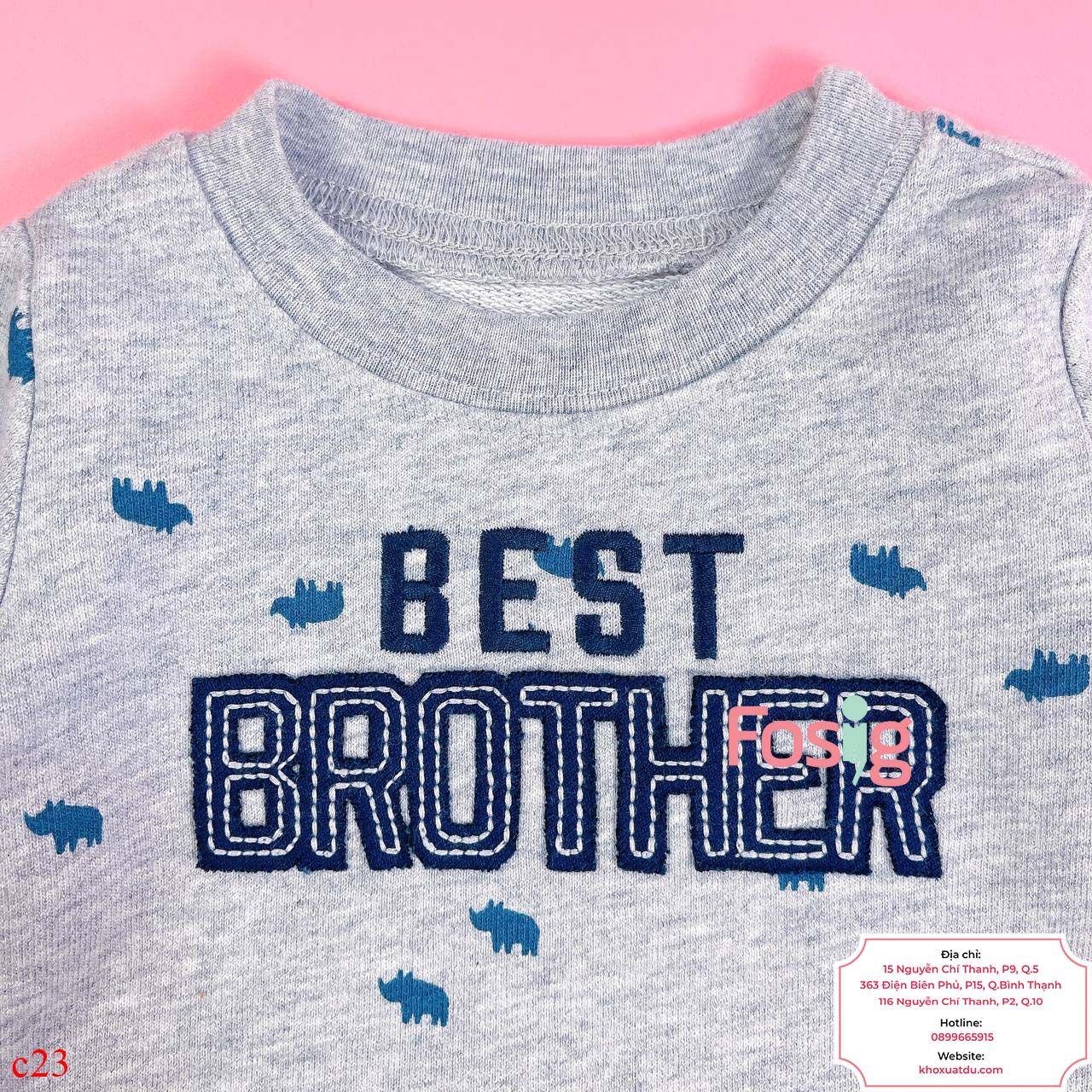 [3m-6m] Áo Da Cá Tay Dài Cter Bé Trai - Xám Best Brother 