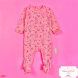  [0-3m] Sleepsuit Cúc Bấm Có Vớ KB Bé Gái - Cam Cá Ngựa 