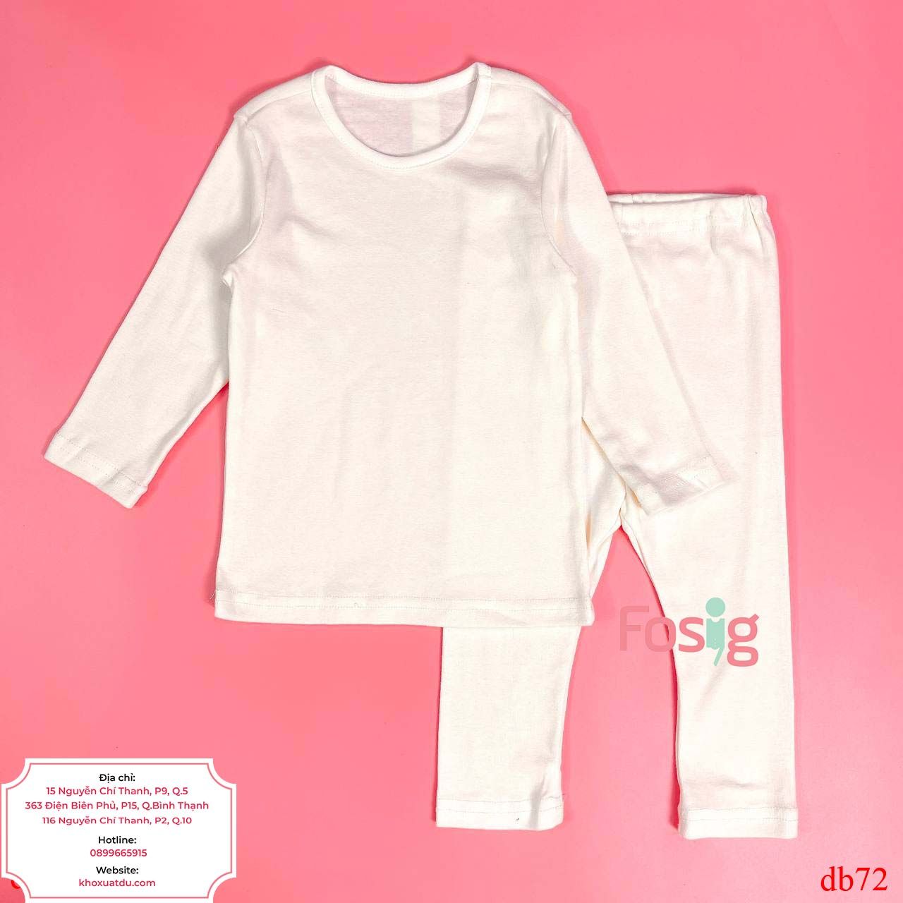  [18-19kg] Set Đồ Bộ Dài Xuất Hàn Unisex - Kem Cổ Trắng 