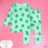  [15-16kg] Set Đồ Bộ Dài Xuất Hàn Unisex - Xanh Cây Xanh 