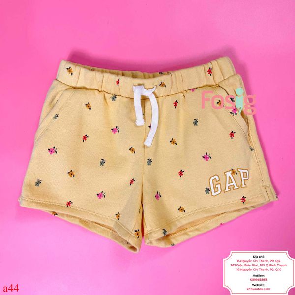  [33-37kg] Quần Short Da Cá GP Bé Gái - Vàng Hoa GP Trắng 