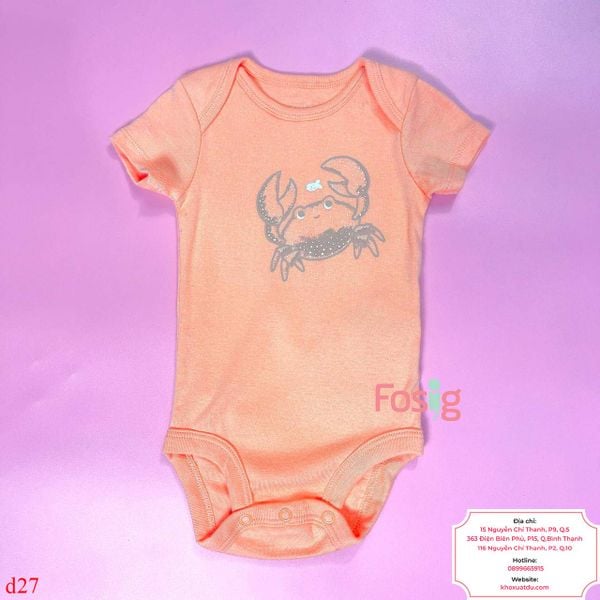  [0-3m ; 18-24m] Bodysuit Tay Ngắn Bé Trai Cter50 - Cam Cua TN 