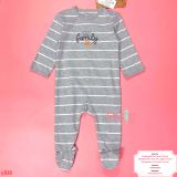  [3-6m] Sleepsuit Cúc Bấm Có Vớ KB Bé Trai - Xám Sọc Family 