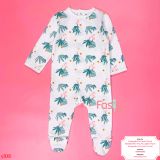  [3-6m] Sleepsuit Cúc Bấm Có Vớ KB Bé Gái - Trắng Hạc Cam 