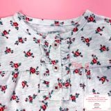  [0-3m] Bodysuit Tay Dài Bé Gái Cter - Xám Hoa Đỏ 