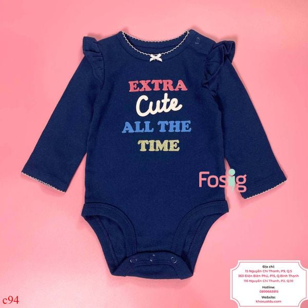  [0-9m, 12-18m] Bodysuit Tay Dài Bé Gái Cter - Navy Extra 