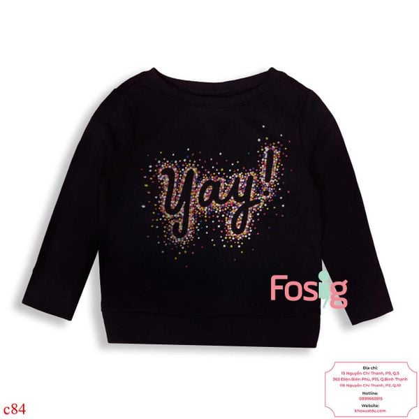  [11-14kg ; 17-18kg] Áo Nỉ Old N@vy Tay Dài Bé Gái  - Đen Yay 