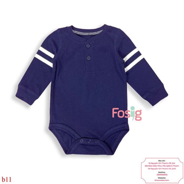  [3m-9m] Bodysuit Tay Dài Bé Trai JB - Navy Tay Sọc 