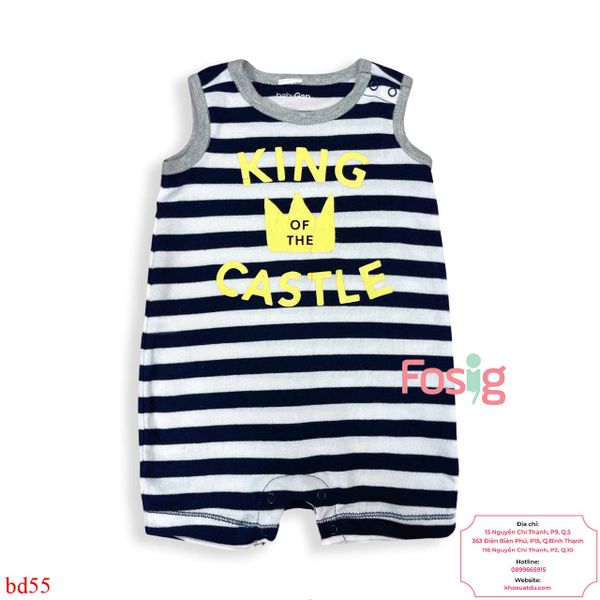  [3-6m] Romper Đùi Bé Trai Baby Gp - Trắng Sọc Xanh King 