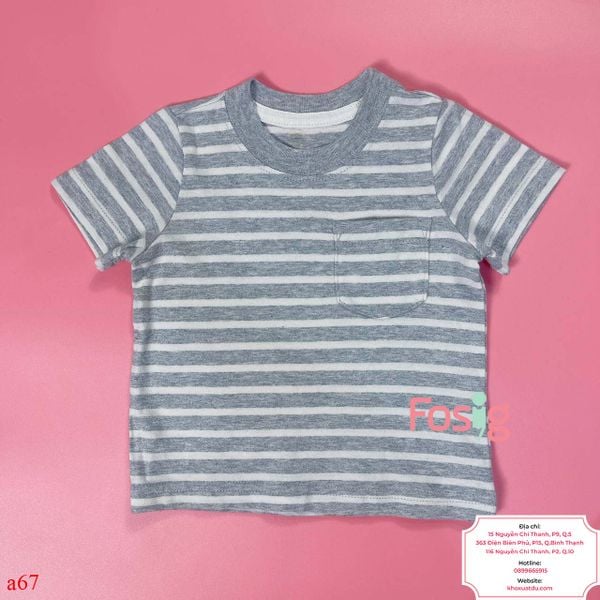  [3-9m] Áo Thun Tay Ngắn Sơ Sinh Bé Trai Cter120 - Sọc Xám CT 