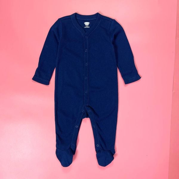  [3-6M] Sleepsuit Cúc Bấm Có Vớ Bé Trai ON - Navy Cúc Bấm 